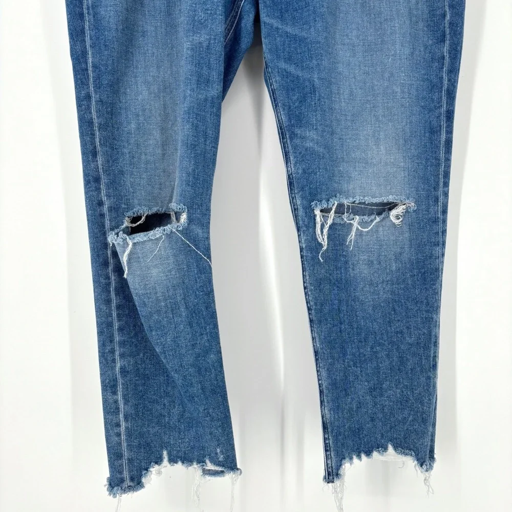 Rag & Bone Dre Low Rise Slim Boyfriend Jeans‎ Sz 34 Distressed Raw Hem Cropped - Picture 7 of 13